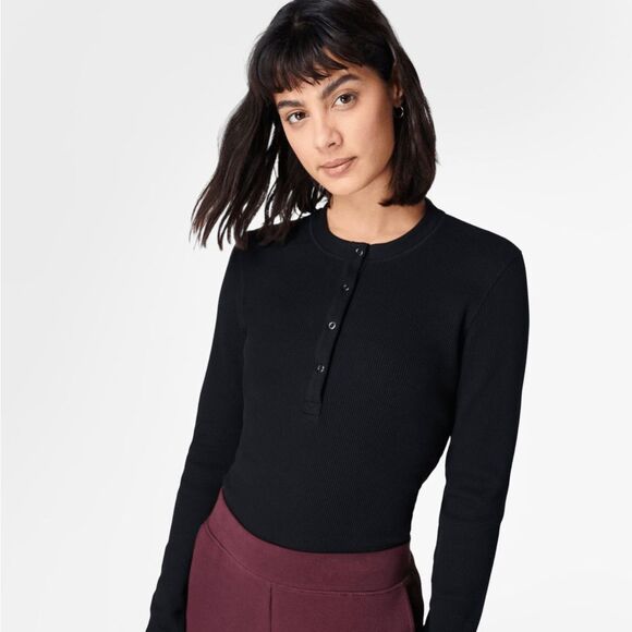 EUC Size XXL Sweaty Betty Long Sleeve Henley - Picture 1 of 3